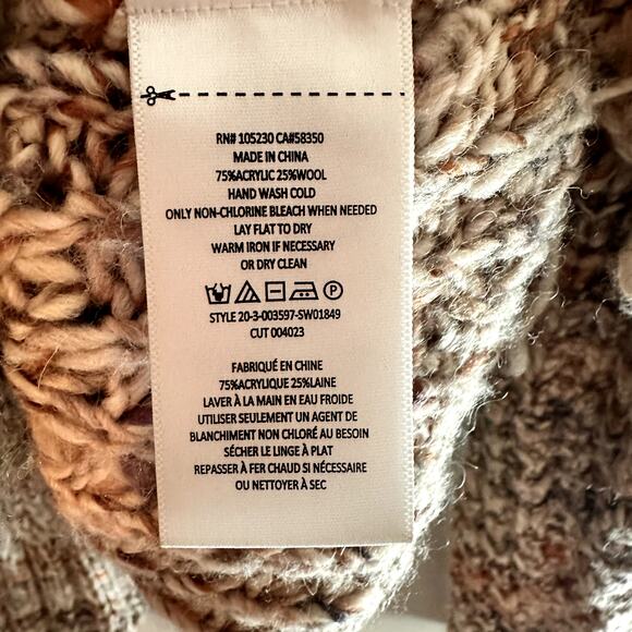 Joie Meghan Cable Knit Wool Blend Long Sleeve Fringe Sweater Size M - Picture 8 of 8